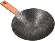 CANIGHT Small Wok Frying Pan Style Iron Cookware Non Stick Round Bottom Wok for Outdoor Cooking Easy to Clean Kitchen Gadget for Stir