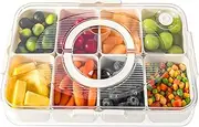 LUXEAR Divided Serving Tray with Lid and Handle Snack Box Charcuterie Container Dishwasher Safe 8 Compartment Snack Platters Portable Clear Organizer for Fruits, Candy, Snacks, Picnic, Party&Travel