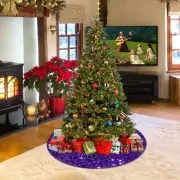 Glitter Purple Christmas Tree Skirt, Christmas Tree Mat, Multipurpose Xmas Tree