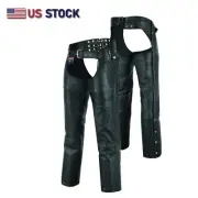 Heavy Buffalo Leather Lined Chaps Motorcycle Riding Biker Chap Black HL12840NKD