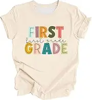 Womens Shirts Women: First Day of School Shirt Teacher's Back to School Outfit Graphic Tee Tall Shirts for Women