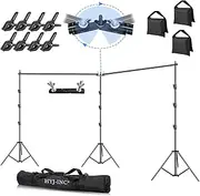HYJ-INC Photo Video Studio 20ft (Wide) x 10ft (Tall) Heavy Duty Adjustable Width & Length Photography Backdrop Stand Background Support System Kit with Spring Clamps, Sandbags, Carry Bag