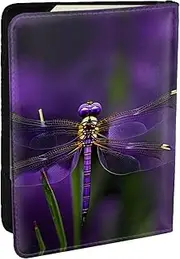 [JEJEA] Purple Dragonfly Print Travel Organizer Credit Cards Case Passport BookPassport Holder Cover Wallet forTraveling,, Black, One Size