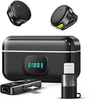 Wireless Lavalier Microphone for iPhone/Android, Mini Lapel Mic with Charging Case, Magnetic Clip, Noise Cancelling, 300FT Range, Condenser Mic for Stream, Vlog, TikTok and YouTube