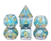 Galactic Dice Acrylic HD Dice Sets - Frost Steel (White, Blue, & Gold) Set of 7