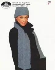 Plymouth Yarn Knitting Pattern IN93 Baby Alpaca Grande Hat & Scarf Set