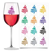 Drink Markers 12pc - Holiday Reusable Static Cling Sticker Decals (Christmas ...