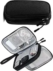 Double Layer Digital Accessory Storage Bag, Electronic Cable Organizer Bag, Multifunctional Travel Cable Organizer Bag, Electronic Accessories Case for Cables Adapters Chargers Wires Flash Disk (BK)
