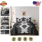 Lightweight King Size Boho Quilt & Pillow Shams Set - Aztec Geometric Design