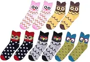 [GLSTOY] Owl Socks for Female Mid-tube Socks Fashion Ladies Socks Comfortable Daily Socks Owl Pattern
