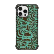 iPhone 16 Pro Max Ultra Impact Case MagSafe Compatible Multi Turquoise Sketch Tiger