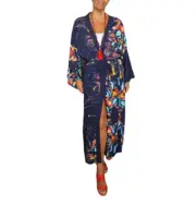 Women's Artistic Kimono Vibrant Wrap with Bold Abstract Pattern One Size
