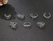 Toe Rings 7 Piece Set Fashion Adjustable Sizes Toe Rings Silver New