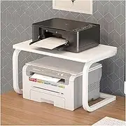 Printer Shelf Printer Stand Printer Rack 2-Tier Wood Desktop Printer Stand Holder Metal Frame Printer Shelf Desk Organizer Storage Shelf for Fax Machine Printer Holder Printer Shelves (Color : Bianco