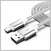 Braided USB C Cable 2M - 1M USB A to USB C Charger Cable Nylon Fast Charging Cord Compatible for Android, Samsung, Xiaomi, Huawei, Oppo, iPhone 15 (Silver, 1M)