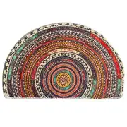Half Round Door Mat,Semi Circle Bathroom Floor Rug,Mandala Boho Multi Color