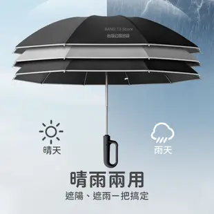 反向環扣自動傘 摺疊傘 晴雨兩用 反向傘 10骨 遮陽傘 雨傘 抗強風 環扣傘 黑膠自動傘【HO12】