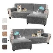100% Waterproof L-Shaped Sofa Slipover Velvet Left/ Right Chaise Lounge Cover Right Chaise+3 Seater / Camel