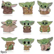 9 Packs of Cute Kids Yoda Series Embroidery Patches, Sew on or Iron on Decorative Patch Appliques for Clothes, Dresses, Hats, Jeans, Bags, DIY Accesso