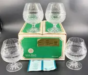 New Vtg Galway Irish Crystal Brandy Snifter LEAH Criss Cross & Laurel 4 Glasses