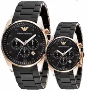Emporio Armani Ar5905 And Ar5906 - His And Hers Armani Watches Black One Size