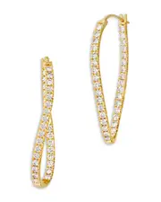 Bloomingdale's Fine Collection Champagne Diamond Wavy Inside Out Hoop Earrings in 14K Yellow Gold, 1.95 tcw