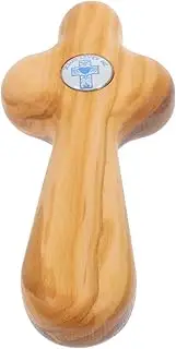 KALLORY Handheld Wooden Cross for Baptism Unique Olive Wood Pocket Cross for Religious Ceremonies Lightweight and Portable Symbol of Faith and Comfort