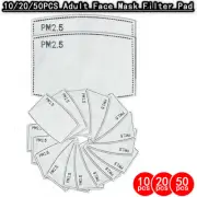 10/20/50PCS Adult Face Mask Filter 5 Layers Replacement PM2.5 White Respirators