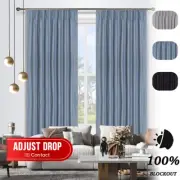 2X Blockout Curtain Textured Crossroads Pinch Pleat Curtains for Bedroom 1 Pair