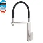WELS Brushed Nickel Square Pull Out Spout Kitchen Sink Mixer Laundry Faucet Tap