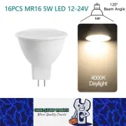 16x MR16 5W LED Spotlight AC/DC 12-24V 120 Degree 4000K Daylight White Downlight