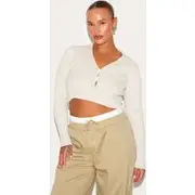 Plus Light Nude Sheer Knitted Cardigan, Light Nude