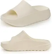[Hofeny] Mens/Womens Sandals | Recovery Slides with Arch Support | Cloud Pillow Feeling Slippers, Beige, 10-11 Women/9-10 Men