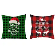 4Pcs Christmas Pillowcase Cotton Linen Throw Pillow Cover for Couch Home Decorations -Style 3 and Style 4