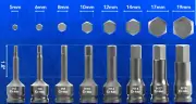 Hex Allen Cr-Mo Steel 1/2" Drive Metric Impact Bit Sockets 8pc Set H5,6,8,10..19