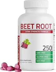 Bronson Beet Root 2000mg Extra Strength 2000mg Per Serving, Promotes Healthy Circulation Supports Heart Health & Stamina, Non-GMO, 250 Vegetarian Tablets