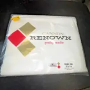 Vtg CANNON White Flat Bed Sheet Double Full Bed Renown Cotton Muslin NEW USA