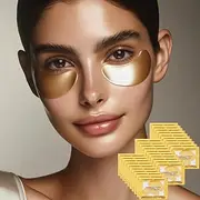 SunBlue Gold Collagen Under Eye Patches - 30 Pairs Moisturizing Eye Masks for Dark Circles, Puffiness, Wrinkle Reduction - Hydrating Gel Eye Pads