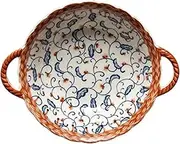 Soup Bowls with Handles Noodle Ramen Curry Bowl,Large Ceramic Ramen Bowl,Deep Onion Soup Bowl Oven Safe,Microwave Safe Serving Bowl.-Boho-23x19x6cm,650ml(Color:Blue and Leaves)