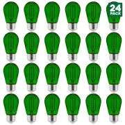 24PK LED Transparent Green Colored S14, E26 Bulb Parties 15K Hours Average Life