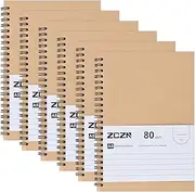 ZCZN 6 Pack A5 Lined Notebook, Spiral Notebook for School, Study, Office, 120 Pages/60 Sheets