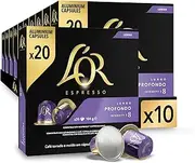 [L'OR] Espresso Coffee Lungo Profondo - Intensity 8 - 200 Aluminium Capsules Compatible with Nespresso Machines (10x20 Pods Pack)
