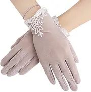 [BXT] Women's Summer UV Sun Protection Gloves, Silk Touchscreen Gloves, Short Full Finger Lace Driving Gloves, Wedding Dress Gloves, Non-Slip, Breathable Gloves