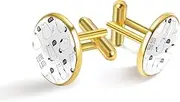 [Generic] Simple White Japan Lucky Cats Kitten Print Classic Stainless Steel Cufflinks for Mens, Suit Shirt Cuff Links Jewelry Business Wedding Gifts, Golden