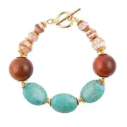 Lucia Turquoise Magnesite and Wood Bracelet