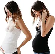 The Naked Nursing Tank Open Busted Breastfeeding Tank Top 2pack-B&W