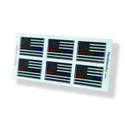 6 Mini USA American Flag Sticker Red Green Blue Line Helmet Hard hat Vinyl Decal