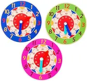 KOMBIUDA Cognitive Clock Toy Boys and Girls Educational Toys Wooden Teaching Clock for Early Learning and Development