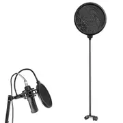 Double Layer Microphone Pop Filter Shield Round Shape Mic Mask for Studio Recording