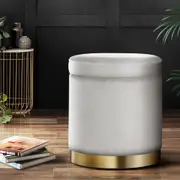 1 Artiss Ottoman Storage Foot Stool Round Velvet Grey